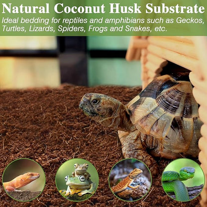 ZeeDix 10LBS Coconut Fiber Substrate, 100% Organic Coconut Husk Coco Coir Brick Terrarium Bedding for Reptiles, Tortoise, Bearded Dragon, Leopard Gecko, Snake, Hermit Crabs, Frogs, Tarantula