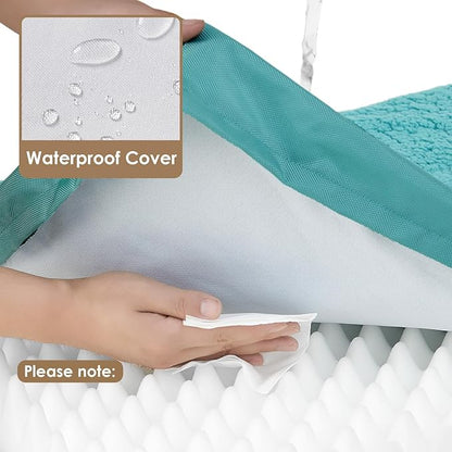 EHEYCIGA Orthopedic Dog Bed Large with Removable Washable Cover, 35x23 | Egg Crate Foam Support, Durable Oxford fabric, Non-Slip Bottom, Machine Washable, Soft Waterproof Plush Pet Bed Mat For Crate