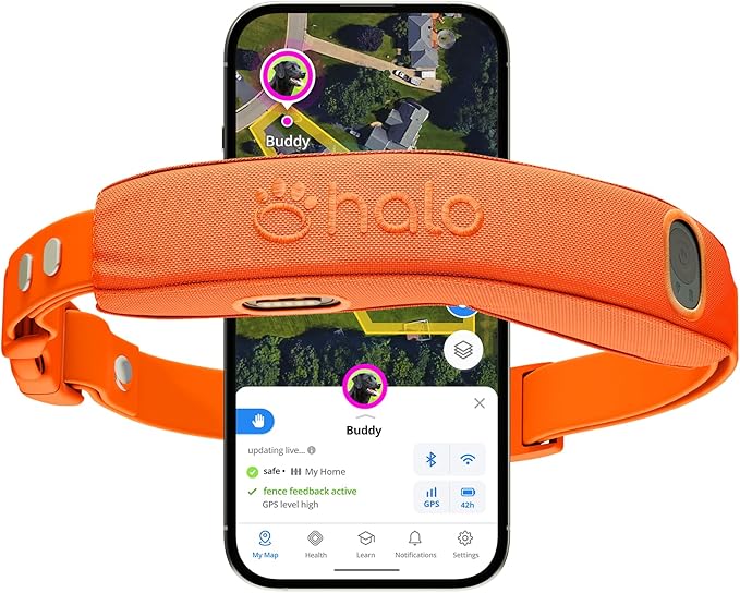 Halo Collar 5, New Wireless Dog Fence & GPS Dog Collar, Subscription Required, Waterproof, Blaze, One Size