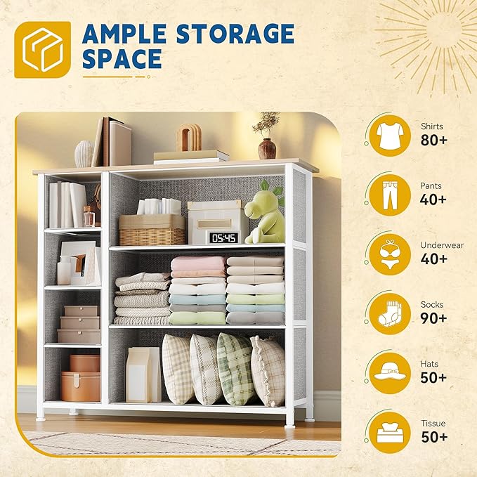 DWVO Dresser for Bedroom, 7 Drawers Fabric Dresser, Organizer Unit for Living