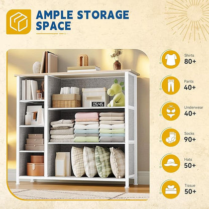 DWVO Dresser for Bedroom, 7 Drawers Fabric Dresser, Organizer Unit for Living