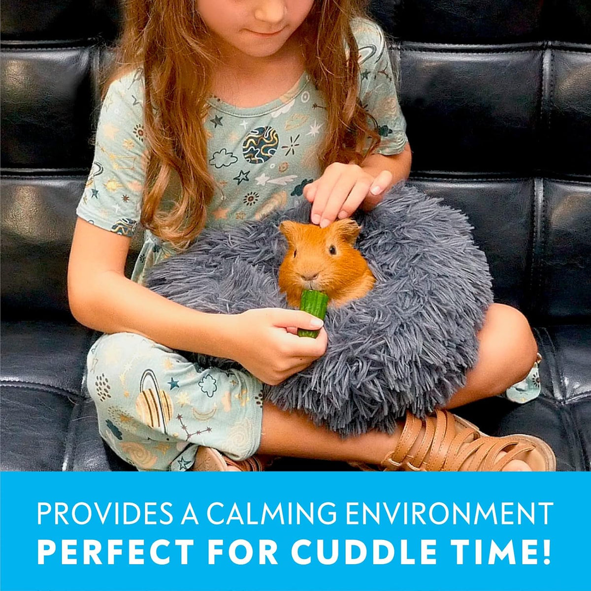 Paw Inspired Furr-O Burrowing Pet Bed with Zip-On Spandex and Fleece Bottoms for Guinea Pigs and Other Small Animals, Cozy Carrier, Hideout Enrichment Toy, Cage Accessories (Dark Gray)