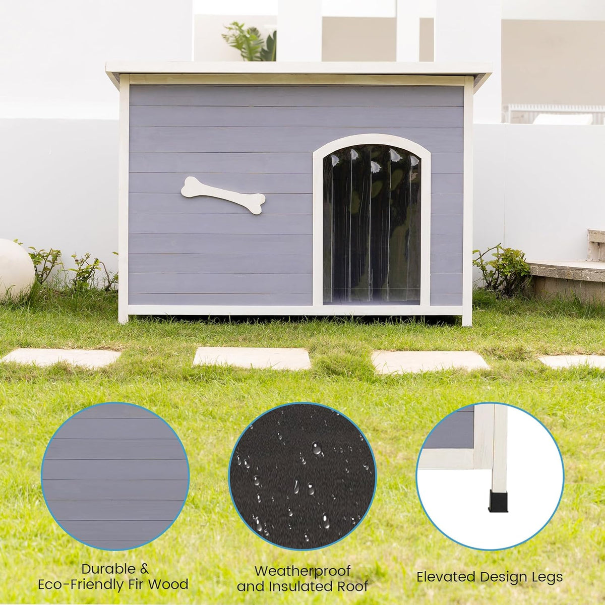 Large Solid Wooden Dog House,Suitable for Both Indoor and Outdoor, Suitable for Large Dogs and Animals of The Following Size, Easy to Clean,Can DIY,45.75" W x 31.25" D x 32.5" H