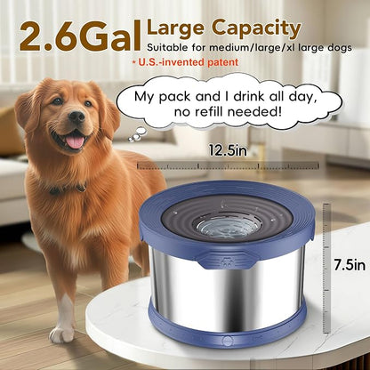 UPSKY 10L Dog Water Bowl No Spill Stainless Steel for Slow Drinking Blue | Large Capacity, Spill-proof, Non-slip Design, Durable, For Large Dogs, Messy Drinkers & Multi-pet Homes, Outdoor / Indoor