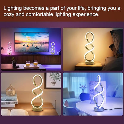 Modern Table Lamp, 7 Colors 10 Light Modes Spiral Design Table Lamp, Touch
