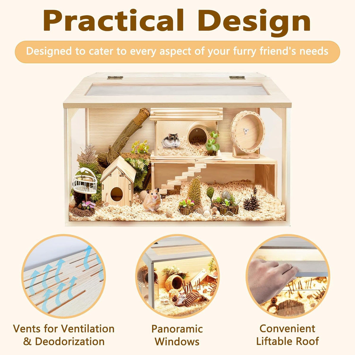 Prolee Hamster Cage Chew Proof, Mice and Rat Habitat Openable Top with Acrylic Sheets, Hamster Habitat Solid Built (24”L x 16" W x 16" H)