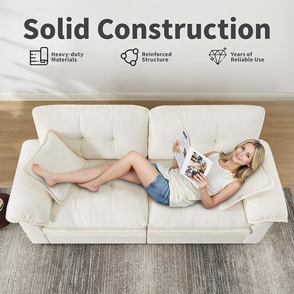 84" Loveseat Sofa, Modern Couches for Living Room,Double-Layer Cushion Cloud Couch with Deep Seat,Super Comfy Chenille Sofas,Sturdy Frame, Easy Assembly for Bedroom, Apartment, Office, Beige