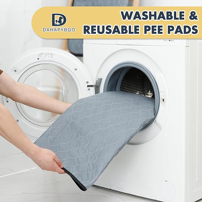 DAHAPYBOO Washable Pee Pads for Dogs 18x24,2 Pack | Reusable Puppy Pads for Dogs Non-Slip Waterproof Pet Training Pads for Crate, Playpen, Bed, Sofa,Whelping Box, Potty Training