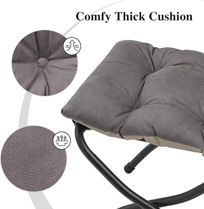 Mordchil HF 15"(H) Folding Ottoman, Foldable Footrest Stool, Portable Small Foot Stool for Couch, Collapsible Foot Rest Ottoman for Sofa, Accent Padded Ottomans for Living Room, Bedroom, Dark Coffee