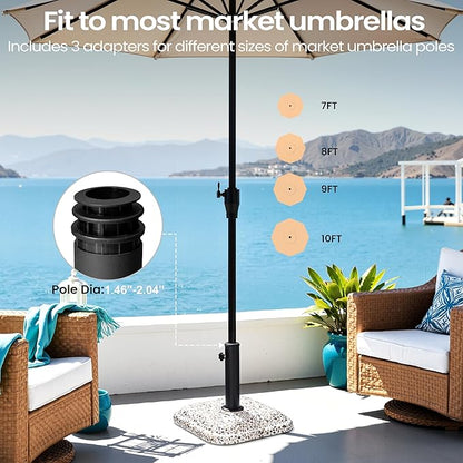 VredHom Patio Umbrella Base, 45lbs, Square Cobblestone Concrete Stand, Heavy Duty Market Umbrella Stand for Outdoor, Lawn, Deck, Poolside