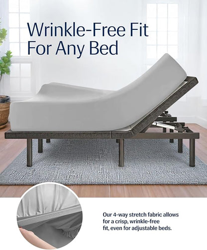 REST® Evercool®+ Fitted Sheet, CaliKing Size, Light Gray, 15" Deep (up to 18’’), Breathable Bedding for Hot Sleeper and Night Sweats, Bed Sheet with Ionic+ Self-Cleaning Silver Yarn for Sensitive Skin