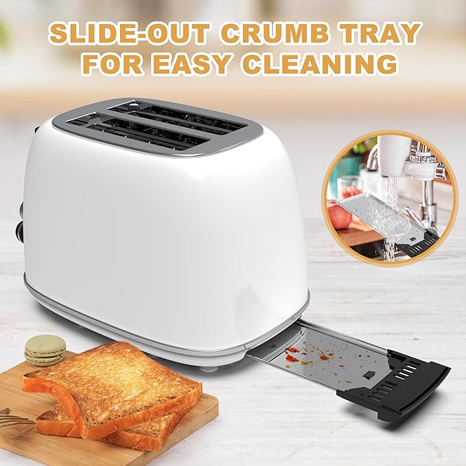 Toaster 2 slice, Retro Stainless Steel Toaster