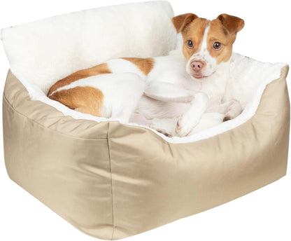 Best Pet Supplies Dog Pet Booster Seat, Dog Car Seats for Small Dogs & Medium Dogs, Soft Plush Cushion with Comfortable Bedding, Secure Straps, and Tall Pillow, Brown