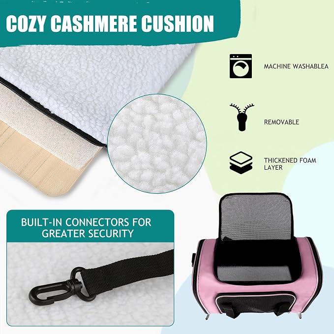 Top tasta Dog Cat Carrier Pet Carriers for Small Medium Large Cats Dogs Carrier Soft Sided Small Puppy Carrier Purse 15 lbs Portable Foldable Airline Approved Dog Cat Travel Carrier Pink 18x11x11