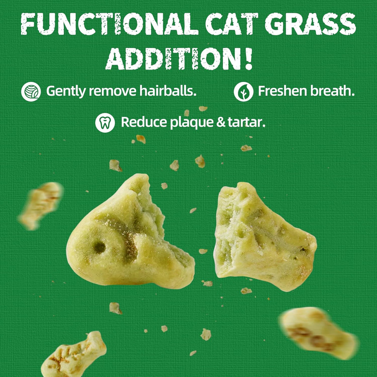 Just Try 13.4 OZ Cat Treats for Indoor Cats Hairball Control Natural Salmon Healthy Cat Grass Treats Kitten Snacks Training Biscuits Catnip for Cats Dental Care
