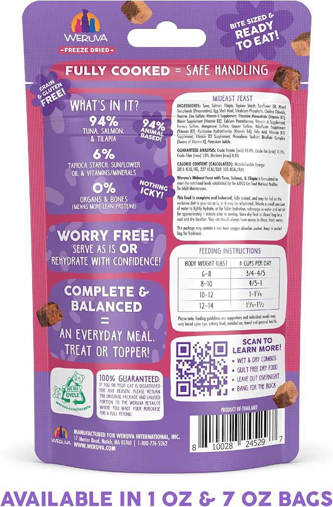Weruva Cat Freeze Dried, Mideast Feast with Tilapia, 1oz Bag