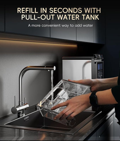 ecozy Smart Nugget Ice Maker Countertop, First Full-Color Smart Panel Ice