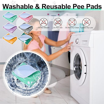 BEAUTYZOO 6 Pack Washable Pee Pads for Dogs,Reusable Puppy Pads 16x24 Aqua | Waterproof Super Absorbent,Non Slip and Leak-Proof Against Urine,Whelping Pads Mats for Puppy Potty Training,Playpen,Crate