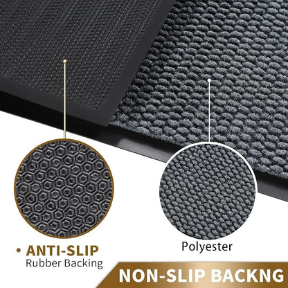 Yimobra Doormat Outdoor Indoor Entrance 47 x 24, All-Season All-Weather Front Door Mat, 100% Waterproof Welcome Matt for Floor Garage Outside Entry, Stain and Fade Resistant,Grey