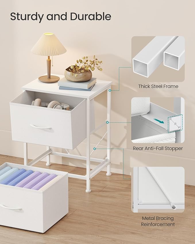 SONGMICS Dresser for Bedroom, Chest of Drawers, Nightstand, 2 Non-Woven Fabric