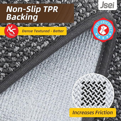 JSEI Dirt Trapper Door Mat 36"x60" Non-Slip Washable Entrance Mat, Dog Doormats, Absorbent & Fade-Resistant Floor Mats, Low Profile Welcome Mats for Entryway, Front Door, and Inside Entrance, Charcoal