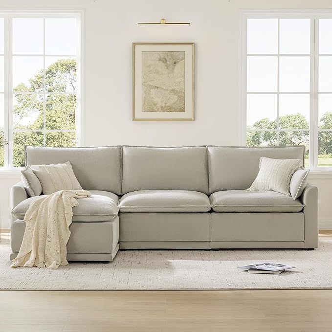 CHITA 113" Oversized Cloud Sectional Couch, Modern Modular Sectional Sofa Set for Living Room, 4 Seater L Shaped Couch, Taupe