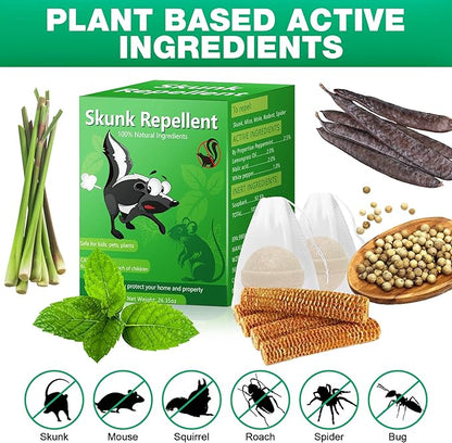 24 Pack Skunk Repellent Outdoor, Natural Peppermint Skunk Repellent Ball Humane Keep Skunk, Squirrel, Mouse, Mole Away from Yard Garden Lawn, Powerful Skunk Deterrent Outdoor