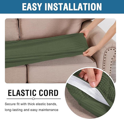 H.VERSAILTEX Super Stretch Individual Seat Cushion Covers Sofa Covers Couch Cushion Covers Slipcover Sets Thick Jacquard Textured Twill Fabric (1 Piece Chair Cushion Cover, Bronze Green)