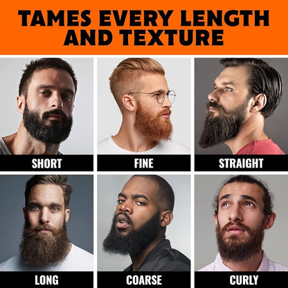 Tame the Wild Premium Beard Grooming Kit - Heated Beard Brush, Straightener Comb, Heat Protectant Spray, Beard Soap, Balm, Wooden Comb, and Storage Case