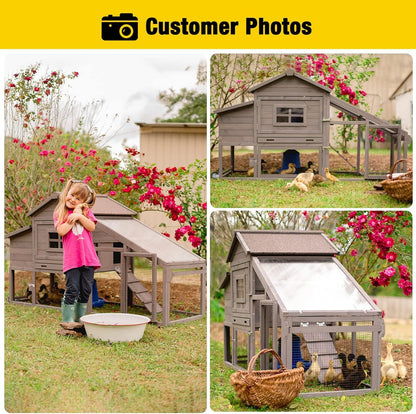 Aivituvin Chicken Coop Mobile Hen Coop, Large Poultry Cage with Wheels Outdoor Backyard Chicken House