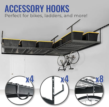 SafeRacks Overhead Storage Rack, Heavy Duty 600 lb Capacity, Adjustable Garage