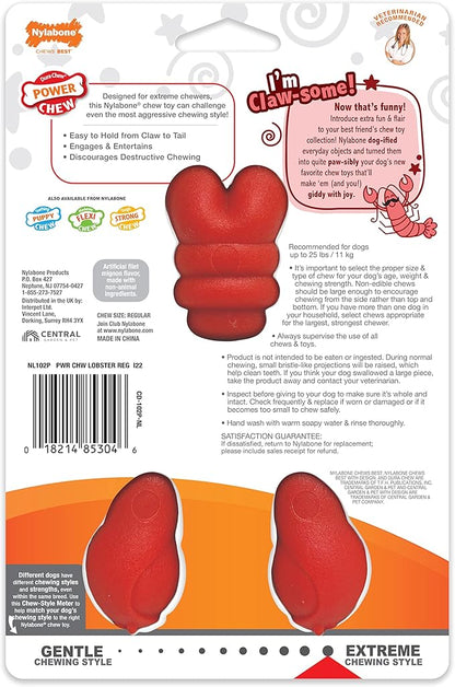 Nylabone Lobster Power Chew Toy for Dogs, Dog Toys for Aggressive Chewers, Filet Mignon Flavor, Small Dogs - Up to 25 Ibs, 1 Count