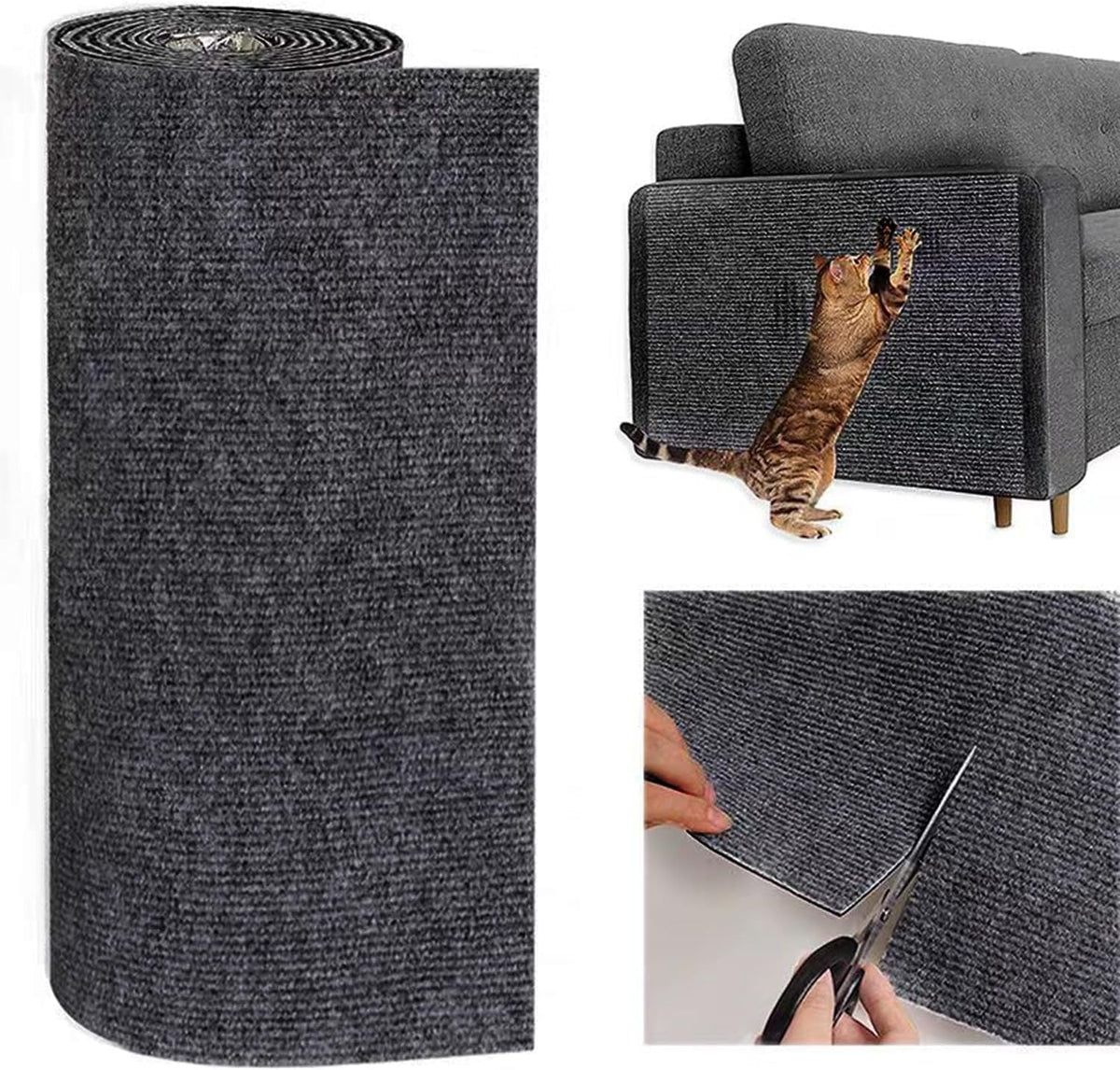 Cat Scratch Couch Furniture Protector, Adhesive Cat Scratch Pad Deterrent for Furniture, DIY Climbing Cat Scratcher Couch Protector from Cat Claws Scratching Indoor (Dark Grey 11.8"X39.4")
