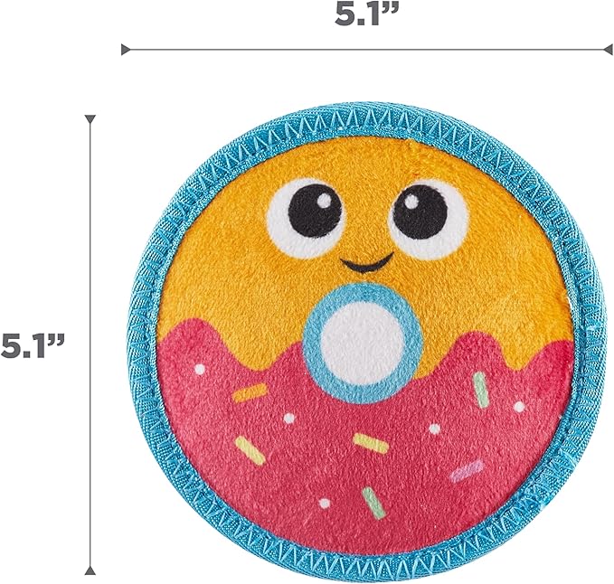 Outward Hound Tough Skinz Durable Squeaky Dog Toy with Two Tough Layers, Donut, Multicolor, Small