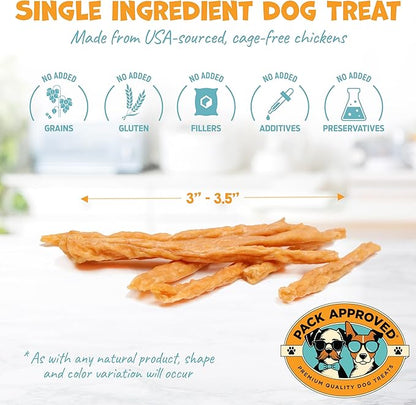 Mini Chicken Sticks for Dogs - Natural, Dehydrated Chicken Jerky Treats, Single Ingredient. Made and Sourced in America - Crunchy Chew Sticks - 3oz