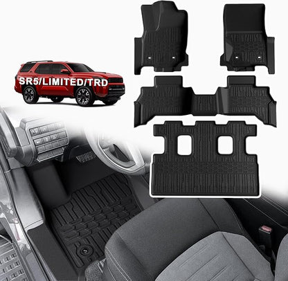 TripleAliners Floor Mats All Weather Liners Compatible with Toyota 2025 2026 4Runner Accessories Custom Fit TPE Heavy-Duty 1st & 2nd & 3rd Row Waterproof Anti-Slip Floor Liners (7 Seats ONLY)