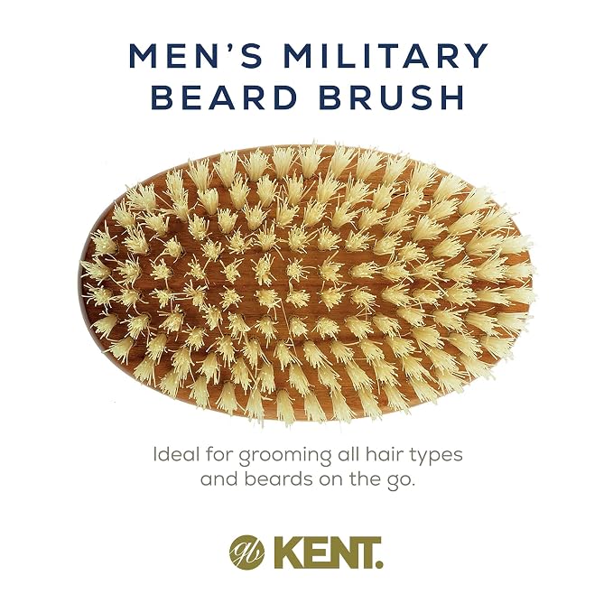 Kent BB Military Wave Hair Brush - 100% Natural Boar Bristle, Scalp Brush for Men's Grooming, Thinning Hair, Mustache and Beard Brush for Men Made in England"