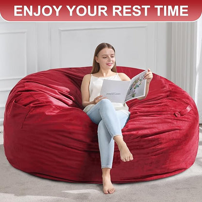 Hobestluk 5FT Bean Bag Chair Giant Bean Bag Chairs for Adults Large Bean Chairs with Removable Cover, Beanbag Chair with Filler, Adult Bean Bag Chairs for Living Room, Bedroom