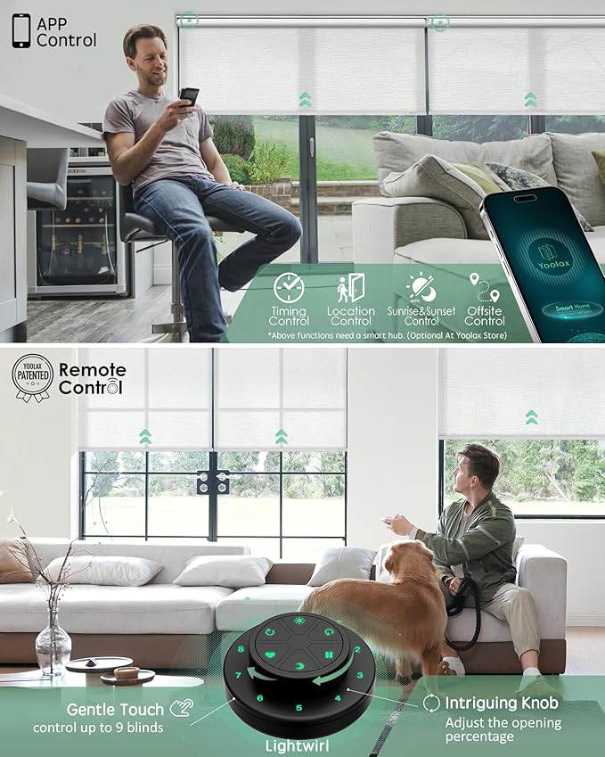 Yoolax Motorized Solar Shades, Flame Resistat Smart Blinds