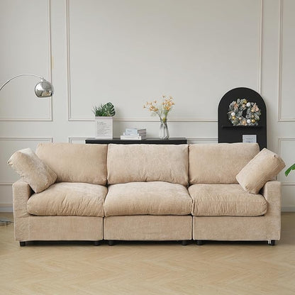 JACH 3-Seater Sectional Couches for Living Room, Deep Seat Modular Sofas, Cloud Sectional Couch, Sofa Covers Washable, Minimalist Modern Sofa for Living Room, Apartment, Khaki