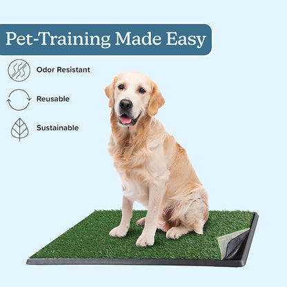 PETMAKER Artificial Grass Puppy Pee Pad for Dogs and Small Pets, 20” x 30” | Reusable 4-Layer Turf Pads for Dogs with Tray, Indoor and Outdoor Fake Grass Potty, Pet Supplies