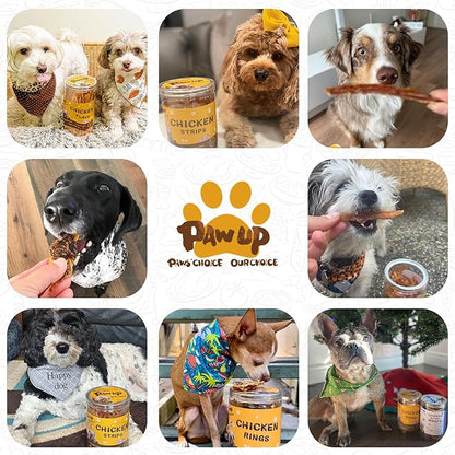 PAWUP Dog Treat Chicken Wrapped Rawhide (4pcs) for Large Dogs, Long Lasting Dog Treat Ring w/Taurine for Aggressive Chewer, 12.5oz