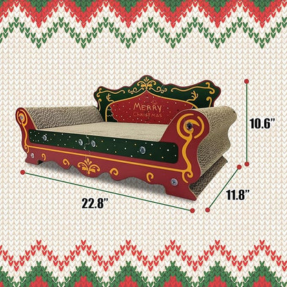 Luxury Cardboard Cat Scratcher Sofa Bed Couch Shaped Cat Scratching Board, Cat Scratch Lounge with Catnip,Cat Scratcher for Indoor Cats(Xmax)