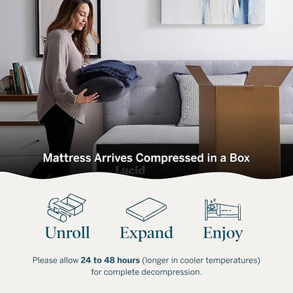 Lucid 14 Inch Memory Foam Mattress - Medium Plush Feel - Infused with Refreshing Bamboo Charcoal and Cooling Gel - Bed in a Box - Temperature Regulating - Pressure Relief - Breathable - Full Size