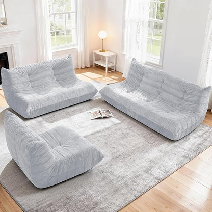 Bean Bag Loveseat Chair Big Sofa Beanbag Chair for Adults Fireside Chair Bean Bag Lounger with Memory Foam Filled for Home,Apartment or Gaming Venue（LGY Plush）