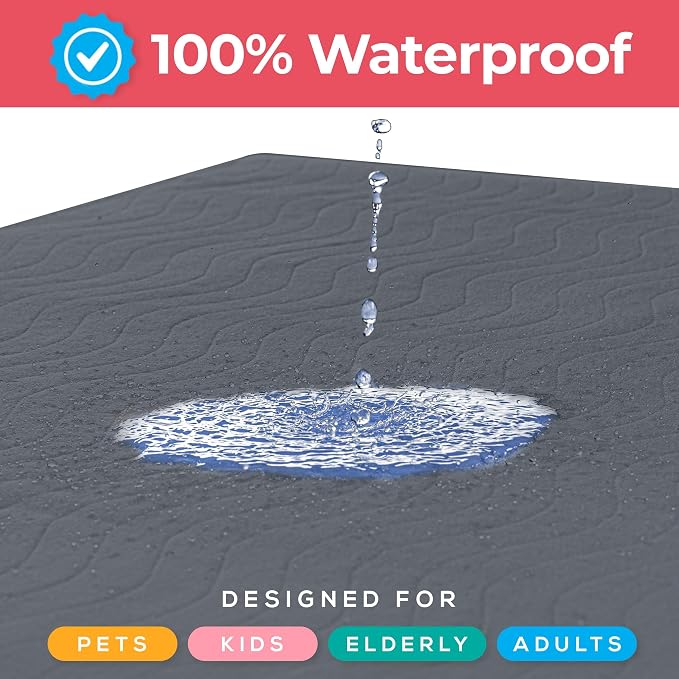 Utopia Bedding Washable Underpads 34" x 52" (Pack of 4), Waterproof Reusable Heavy Absorbency Incontinence Bed Pads for Adults, Kids, Elderly and Pets, Bedwetting Pads for Sofa and Couch (Grey)
