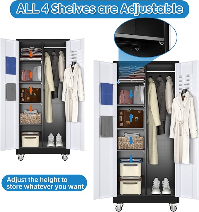 SUXXAN Broom Closet Storage Cabinet, Metal Cabinets