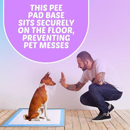 Dog Pee Pad Holder Tray Fits for 30” x 36” Pee Pads - 1 Pack - Light Grey | Corner Lock Holes, Raised Edges, Non-Spill, Easy to Clean Silicone Dog Potty Tray Holder, For Indoor Floor Protection