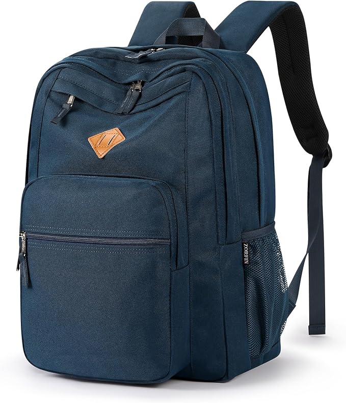 ZORFIN 26L Backpack for College, and Travel: Water Resistant Bookbag - Steel blue