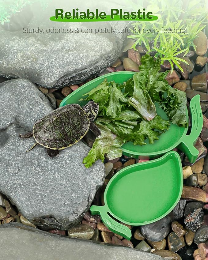 Pawfly 2 Pcs Reptile Water Bowl, Tortoise Water Dish, Food & Water Feeder, Cute Mango Feeding Dish, Tortoise Habitat Accessories for Turtle, Gecko, Bearded Dragon & Lizard, 2 Sizes